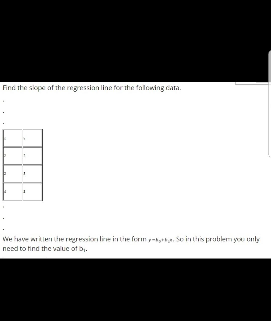 Solved Find the slope of the regression line for the | Chegg.com