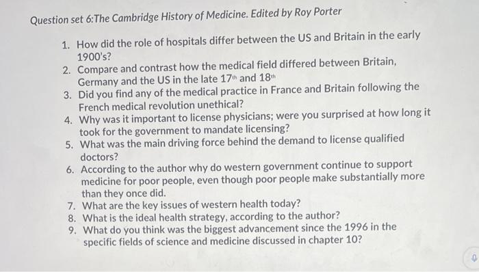 history of medicine essay questions