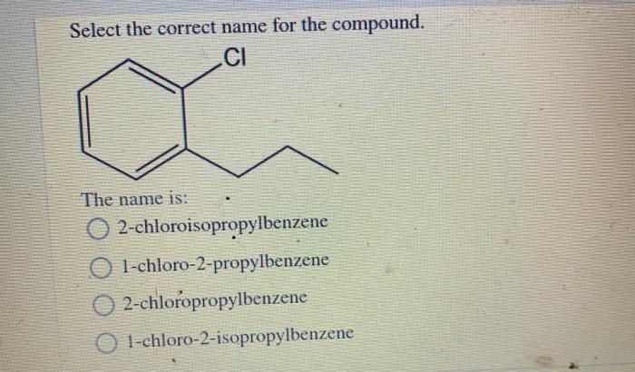 Solved Select The Correct Name For The Compound Ci The Name