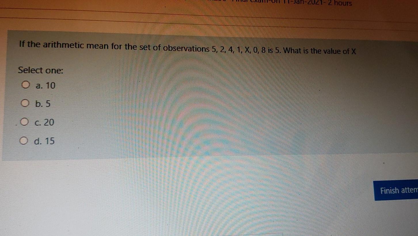 Solved 21 2 Hours If The Arithmetic Mean For The Set Chegg Com