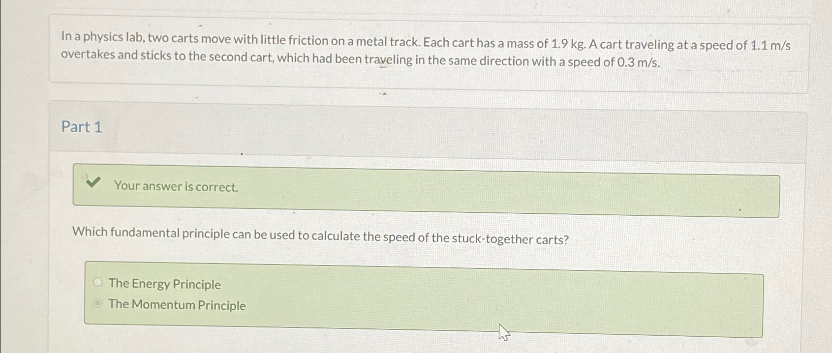 Solved In a physics lab, two carts move with little friction | Chegg.com