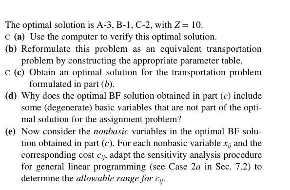 9.3-7. Consider the assignment problem having the | Chegg.com