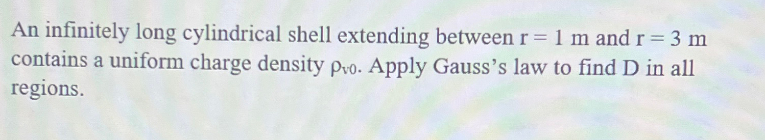 Solved An infinitely long cylindrical shell extending | Chegg.com