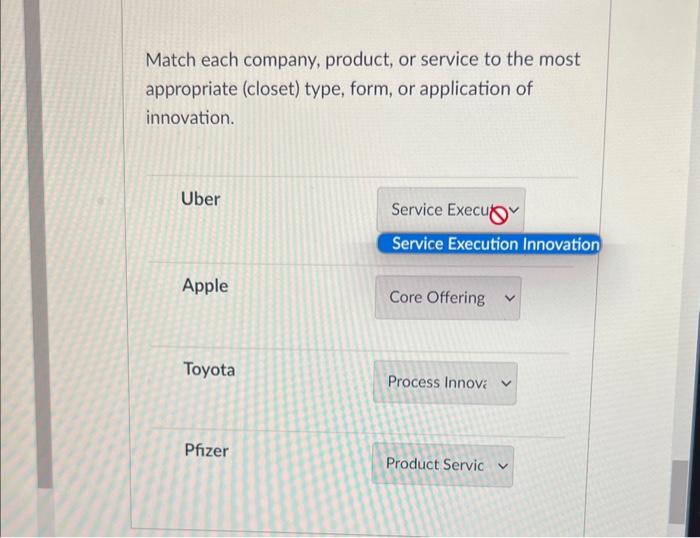 Solved Match each company, product, or service to the most | Chegg.com