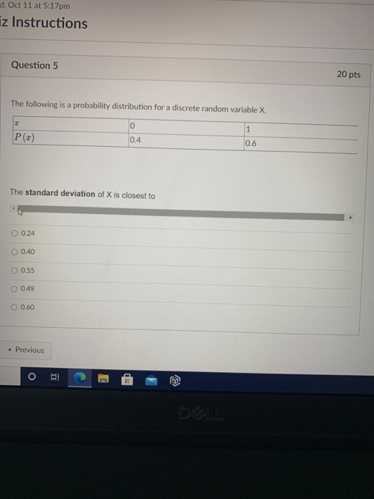 Solved d: Oct 11 at 5:17pm iz Instructions Question 5 20 pts | Chegg.com