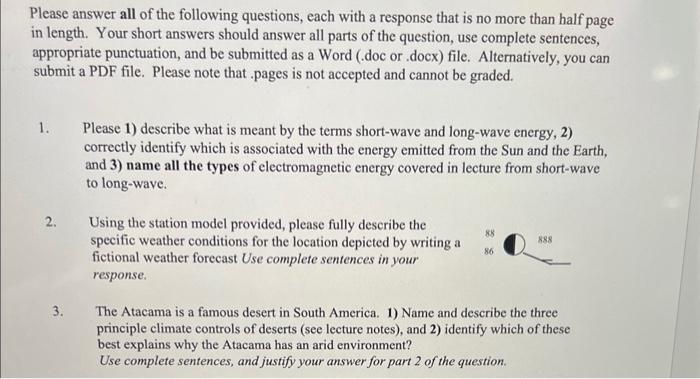 Solved Please answer all of the following questions, each | Chegg.com