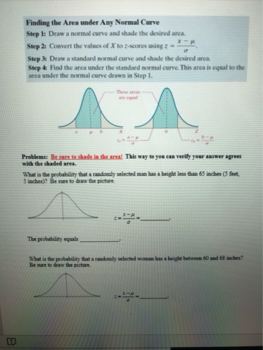 Solved Finding the Area under Any Normal Curve Step 1: Draw | Chegg.com