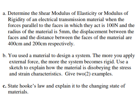 Solved a. Determine the Shear Modulus of Elasticity or | Chegg.com