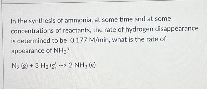 Solved In the synthesis of ammonia, at some time and at some | Chegg.com