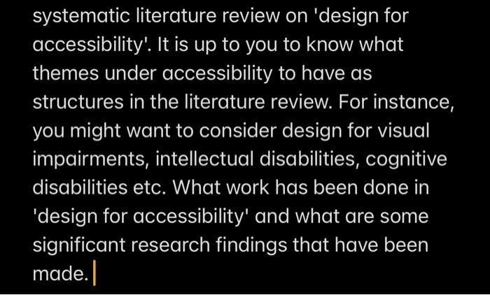 Solved Systematic Literature Review On 'design For | Chegg.com