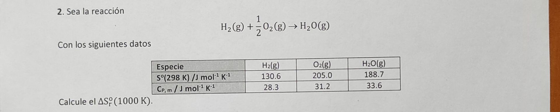 Solved Sea la reacciónH2(g)+12O2(g)→H2O(g)Con los siguientes | Chegg.com