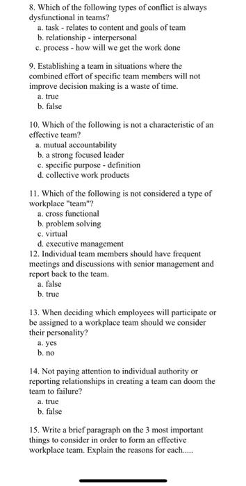 Solved 8. Which of the following types of conflict is always | Chegg.com