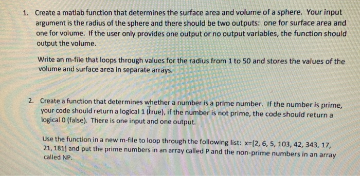 Solved 1. Create a matlab function that determines the | Chegg.com