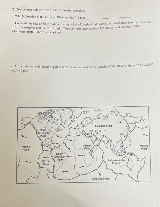Solved 2. Use the map below to answer the following | Chegg.com