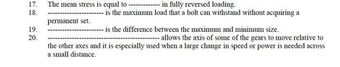 Solved 17. 18. 19. 20. The mean stress is equal to --------- | Chegg.com