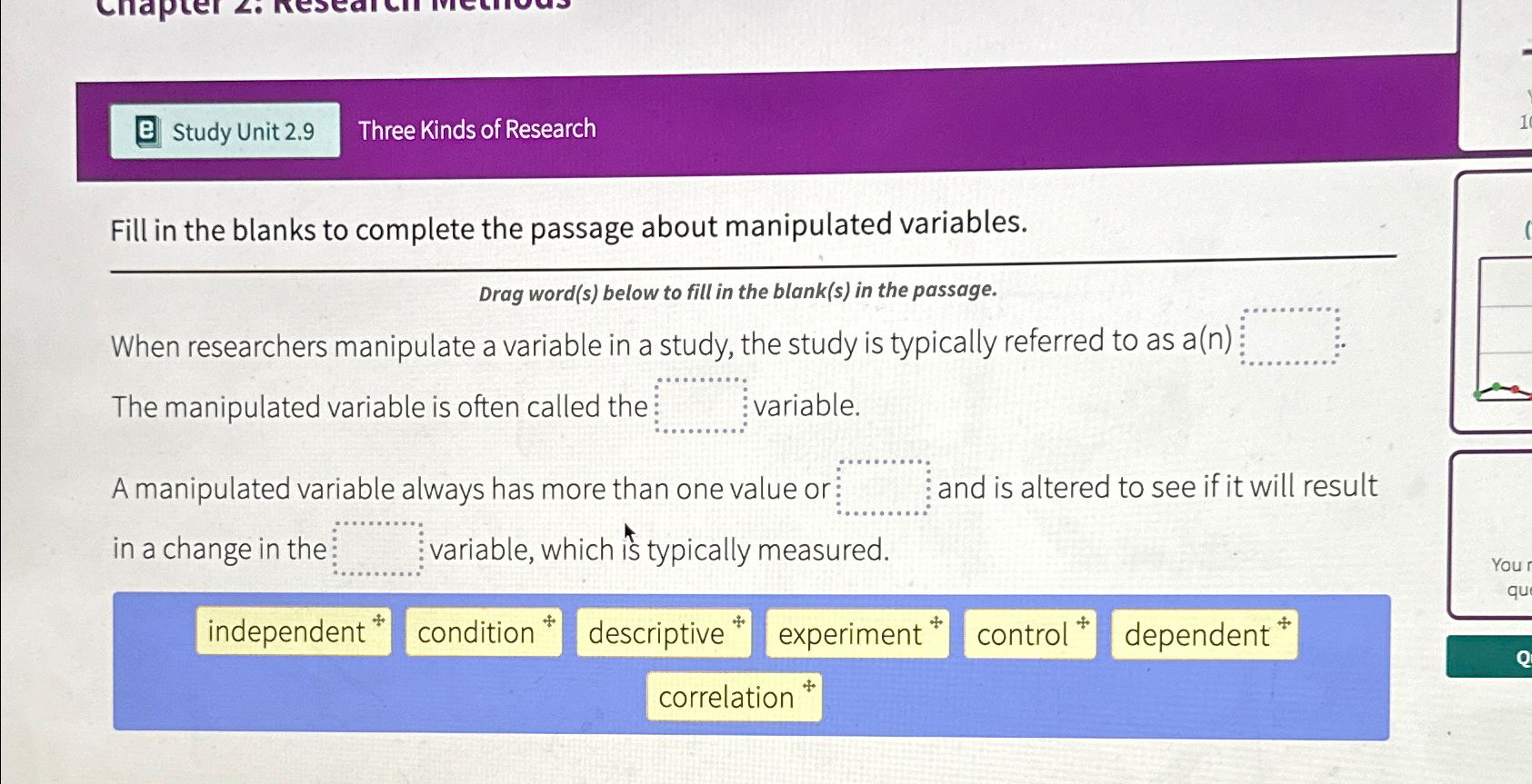 Solved Three Kinds of ResearchFill in the blanks to complete ...