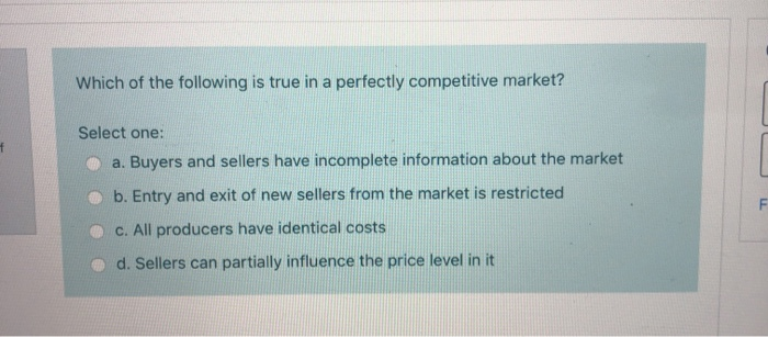 Solved Which of the following is true in a perfectly | Chegg.com