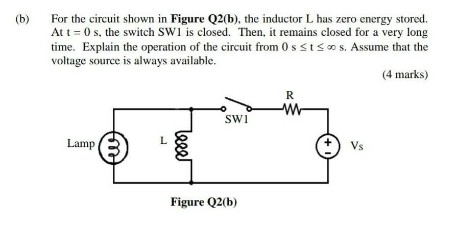 Solved (b) For the circuit shown in Figure Q2(b), the | Chegg.com