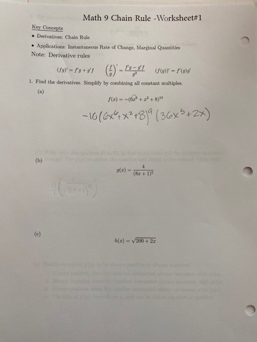 9 the chain rule homework mastermathmentor