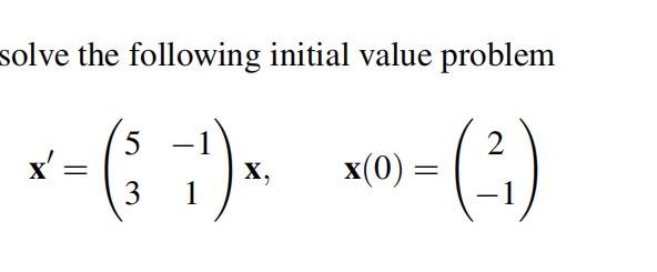 Solved solve the following initial value problem | Chegg.com