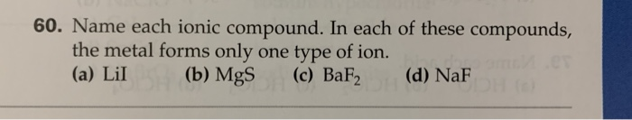 Solved 60. Name Each Ionic Compound. In Each Of These | Chegg.com