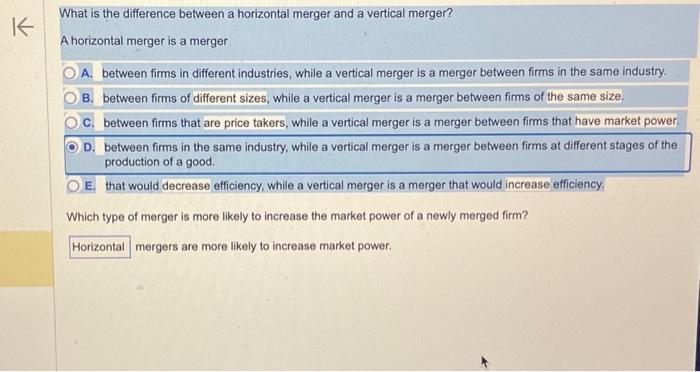 Solved What Is The Difference Between A Horizontal Merger | Chegg.com