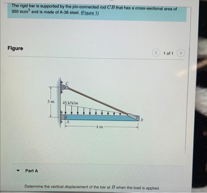 Solved The Rigid Bar Is Supported By The Pin Connected Rod