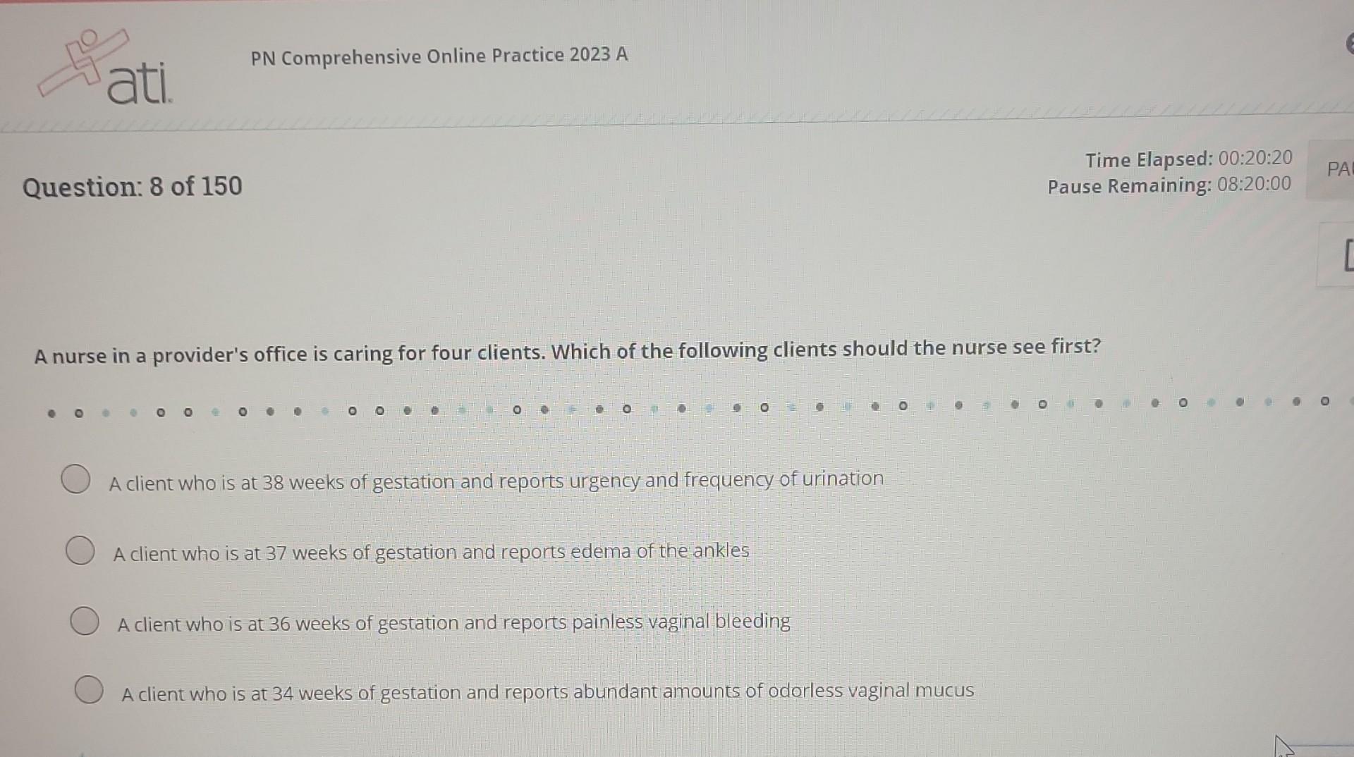 PN Comprehensive Online Practice 2023 A Question 8