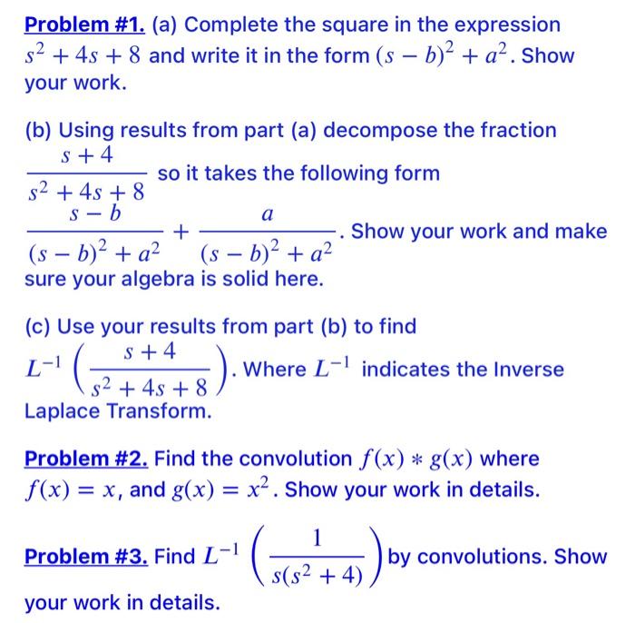 Solved Problem #1. (a) Complete the square in the expression | Chegg.com