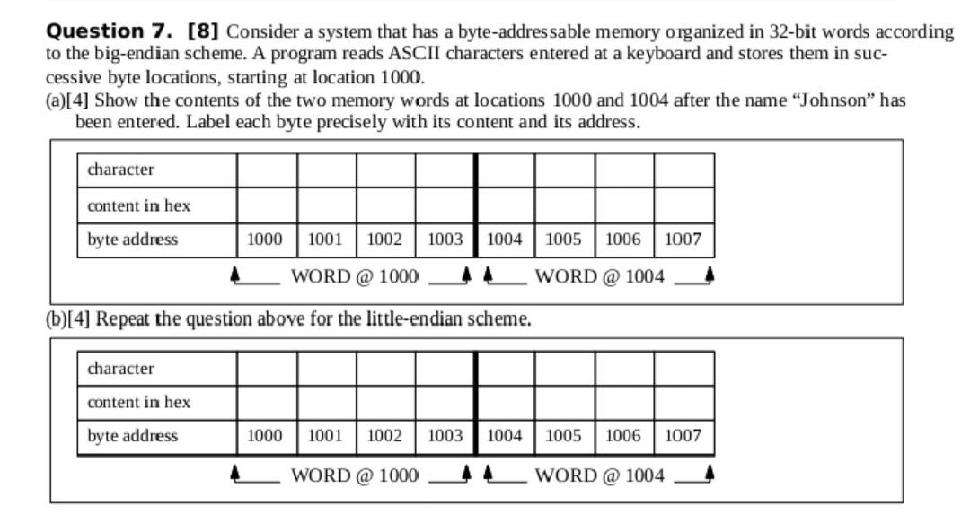 Solved Question 7. [8] Consider a system that has a | Chegg.com