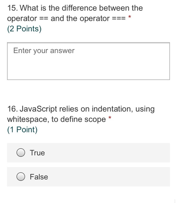 Solved 15. What is the difference between the operator == | Chegg.com