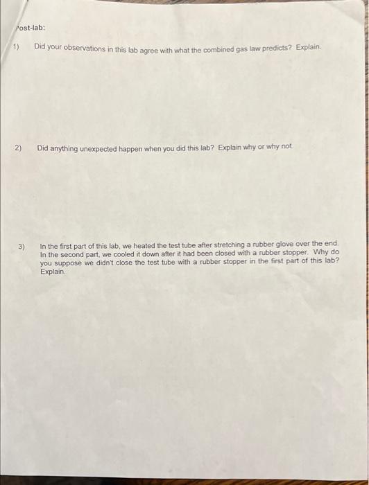 Solved Combined Gas Law Lab The combined gas law allows us