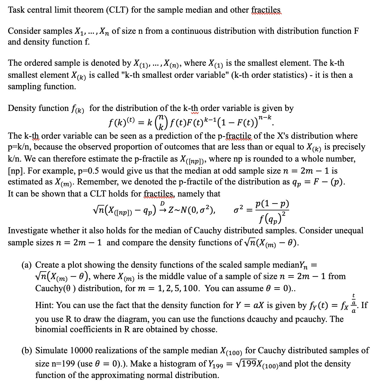 Solved Task central limit theorem (CLT) ﻿for the sample | Chegg.com