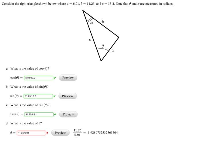 Solved Consider the right triangle shown below where a = | Chegg.com
