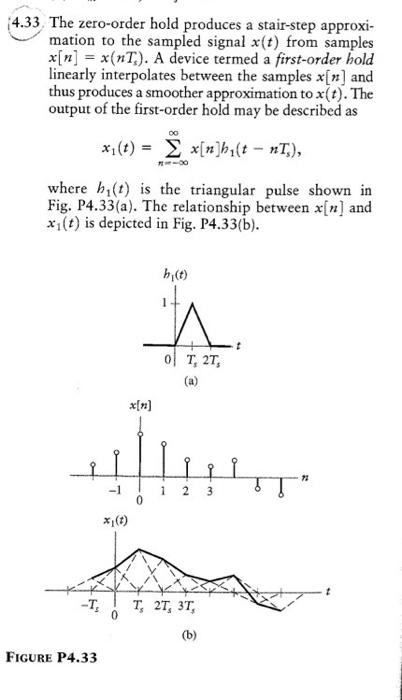 Solved (4.33 The zero-order hold produces a stair-step | Chegg.com