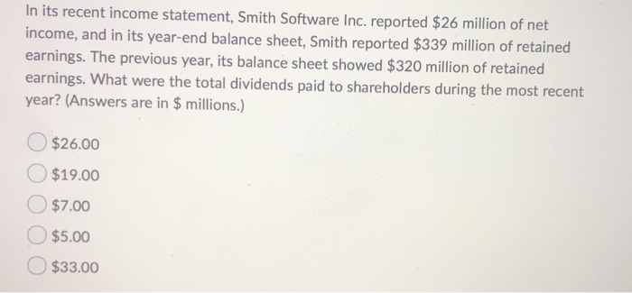 Solved In its recent income statement, Smith Software Inc. | Chegg.com