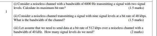 solved-data-communications-channel-capacity-for-noiseless-channel-m-is