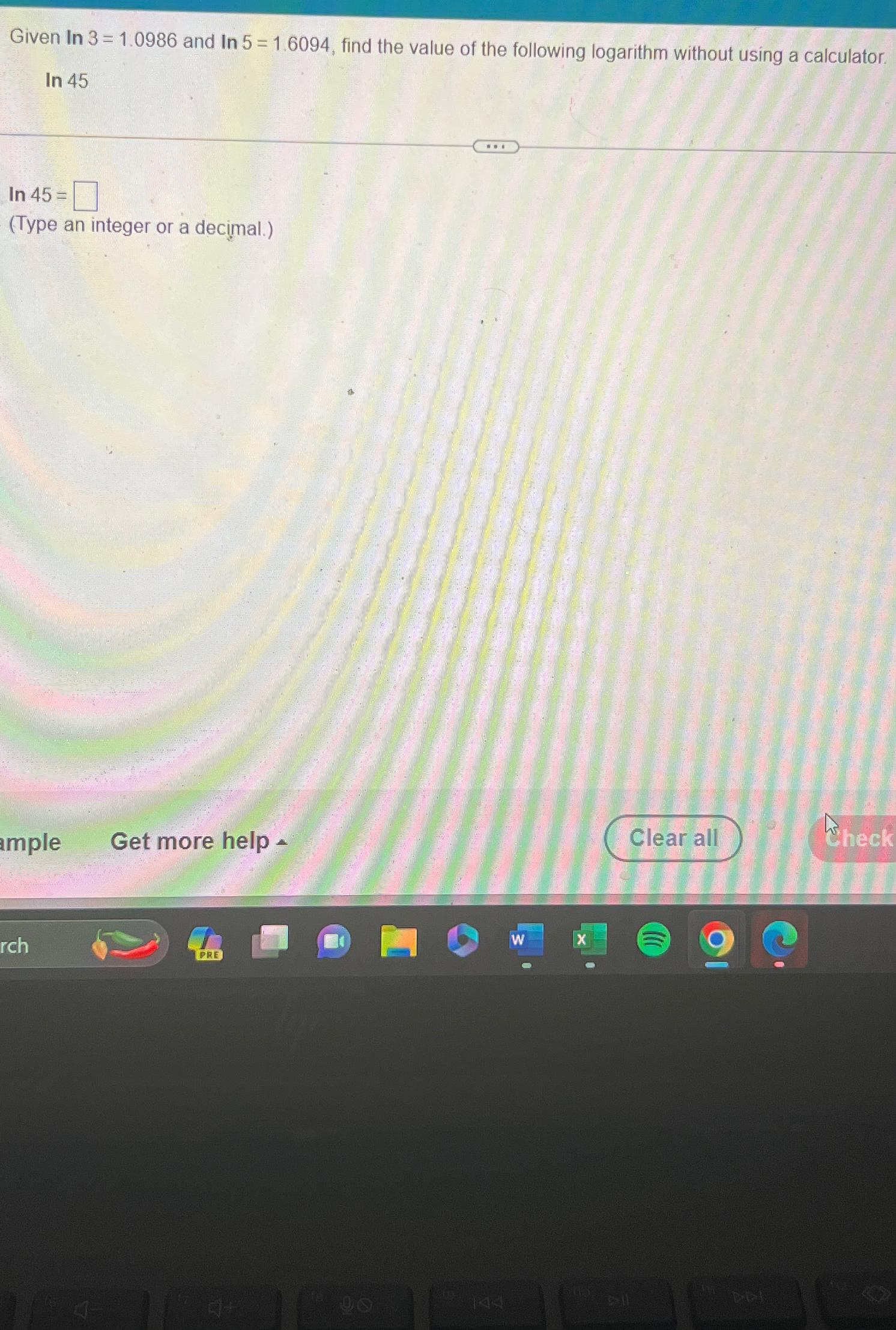 solved-given-ln3-1-0986-and-ln5-1-6094-find-the-value-of-chegg