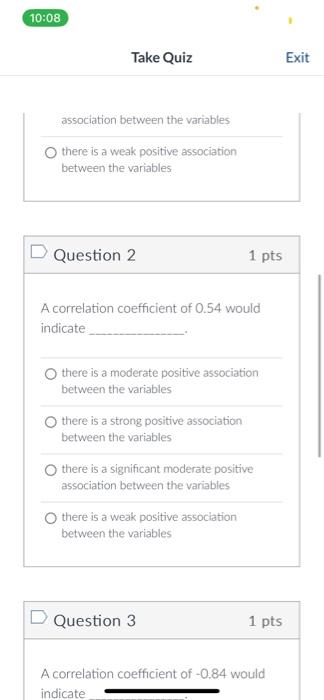 association between the variables there is a weak | Chegg.com