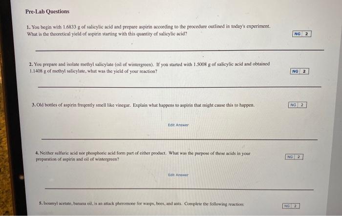 Solved Pre-Lab Questions 1. You begin with 1.6833 g of | Chegg.com