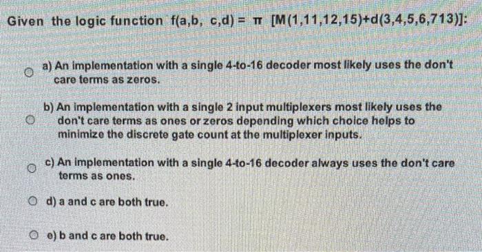 Solved Given The Logic Function | Chegg.com