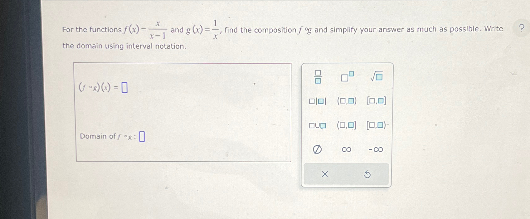 Solved For The Functions F X Xx 1 ﻿and G X 1x ﻿find The