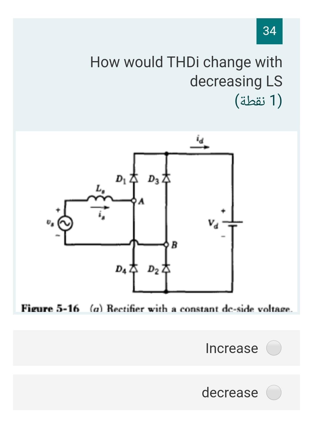 Solved 34 How would THDi change with decreasing LS (1) (1 | Chegg.com