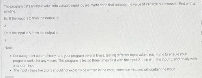 Solved The program gets an input value into variable | Chegg.com