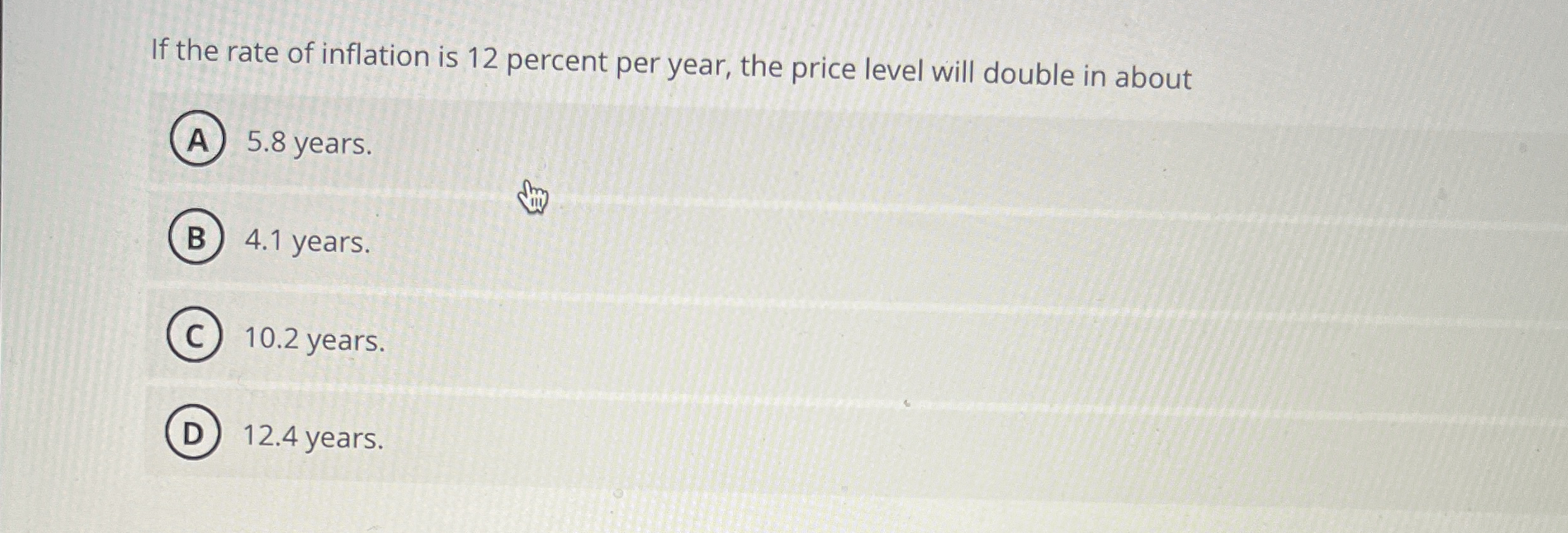Solved If the rate of inflation is 12 ﻿percent per year, the | Chegg.com