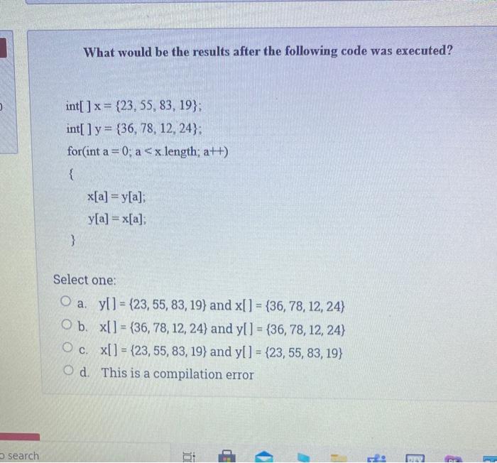 Solved What would be the results after the following code | Chegg.com