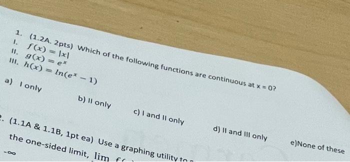 Solved 1. (1.2A. 2pts) Which of the following functions are | Chegg.com