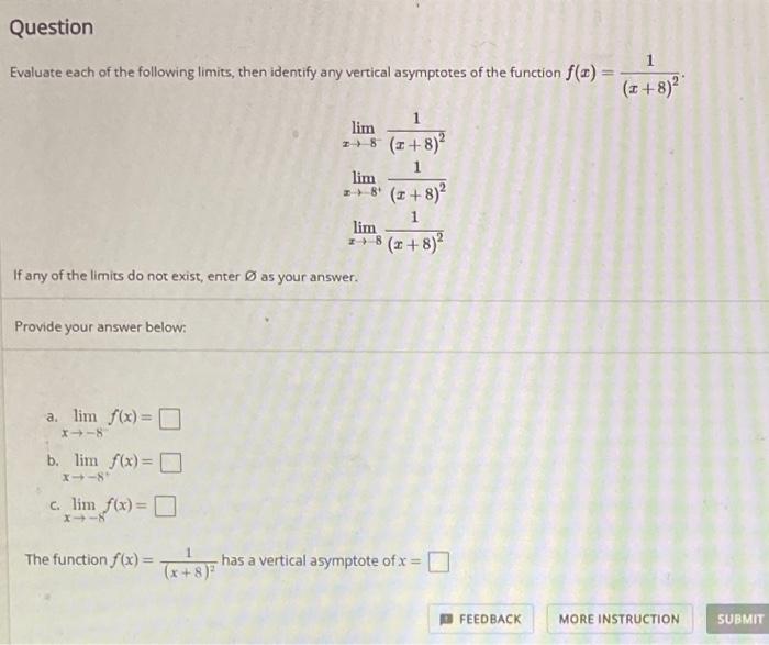Solved Question 1 Evaluate each of the following limits, | Chegg.com