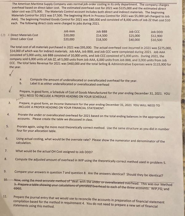 Solved The American Maritime Supply Company uses normal