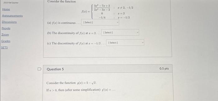 Solved Consider the function | Chegg.com